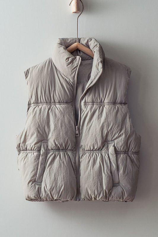 Grey Zip Up Puffer Vest