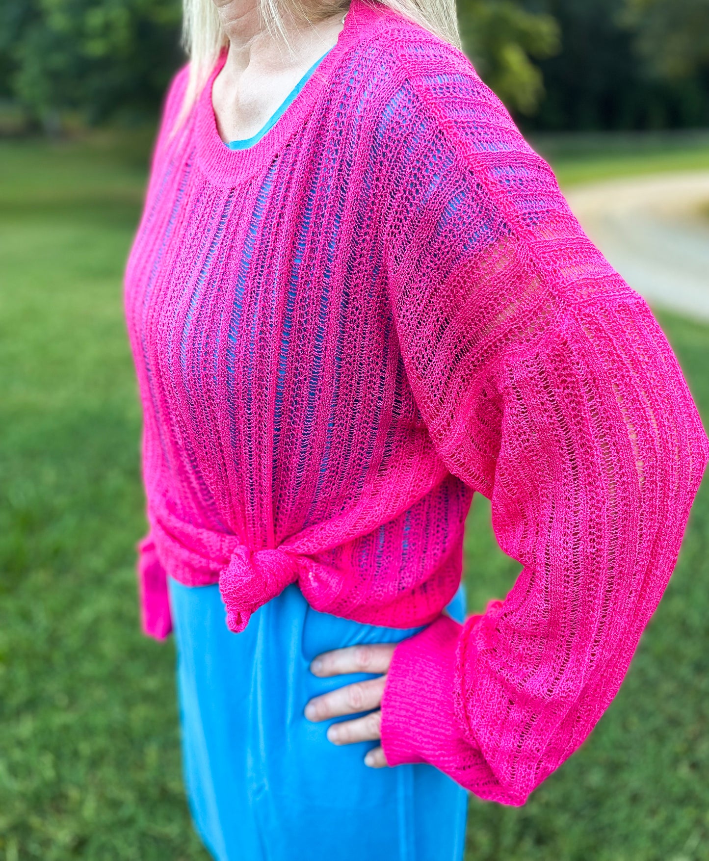 Dani Drop Shoulder Sweater (HOT PINK)