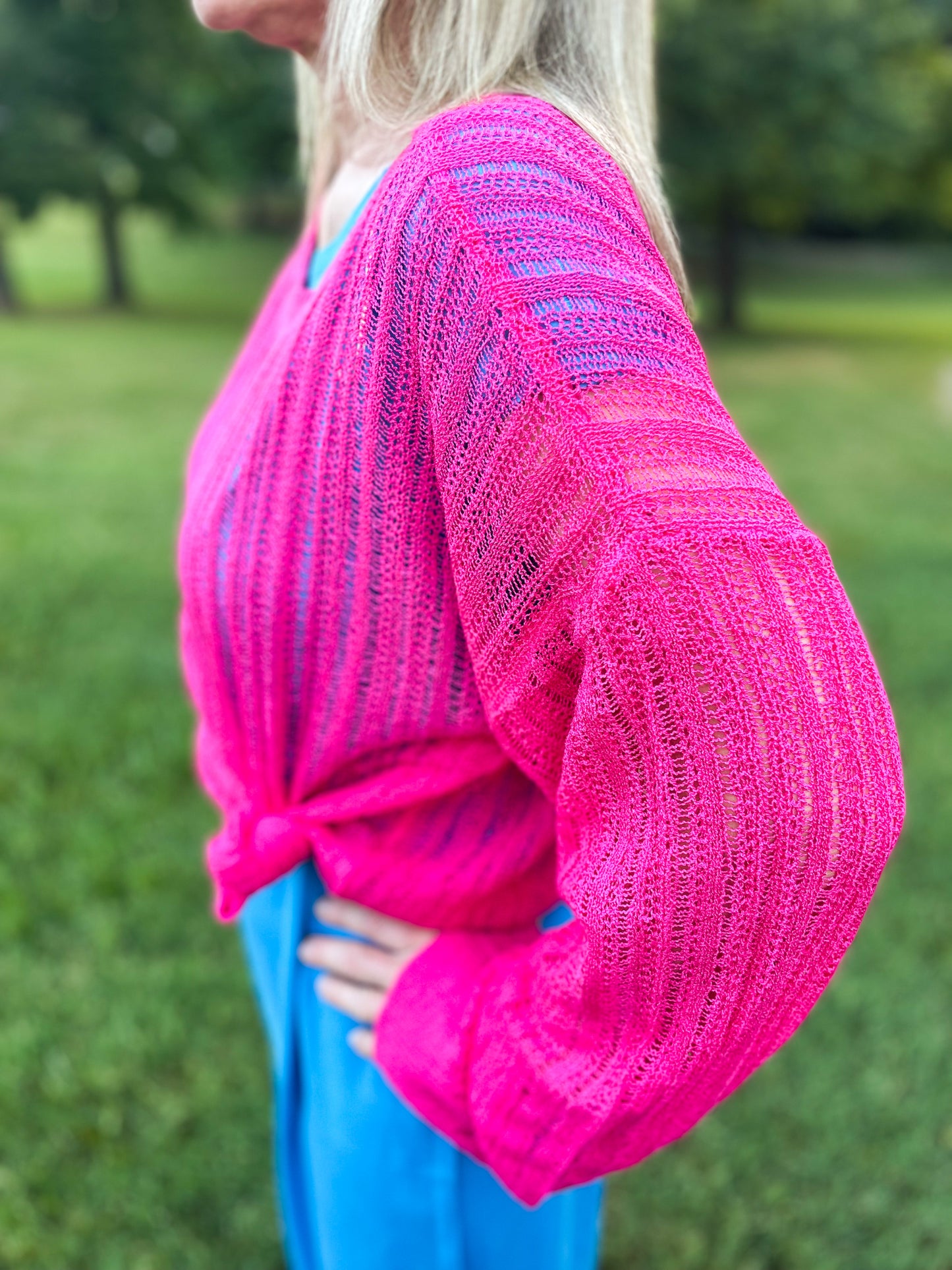 Dani Drop Shoulder Sweater (HOT PINK)